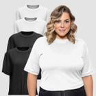 Kit 04 Camiseta Feminina Plus Size Lisa 100% Algodão Gola Redonda Manga Curta G1 A G3