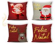 Kit 04 Capas de Almofadas Decorativas 43x43Cm de Natal - Só Maria