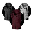Kit 04 Moletom Blusa De Frio Casaco Com Ziper Jaqueta Com Capuz