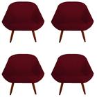 Kit 04 Poltrona Anitta Pés Palito Suede Marsala - D'Classe Decor