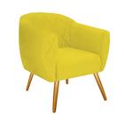 Kit 04 Poltrona Cadeira Decorativa  Ludi Pés Palito Sala de Estar Recepção Escritório Suede Amarelo - KDAcanto Móveis