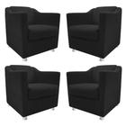 kit 04 Poltrona Decorativa Recepção Tila Suede Preto