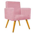 kit 04 Poltronas Decorativas Arenzza Palito Mel Suede Rosa Bebê - KDAcanto Móveis