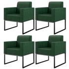 Kit 04 Poltronas Decorativas Sala Base fixa Metal Helô L02 Facto Verde Musgo - Lyam Decor