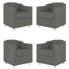 Kit 04 Poltronas Decorativas Sala de Espera Clinica Suede