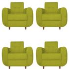 Kit 04 Poltronas Golden Pés Palito Suede Amarelo - D'Classe Decor