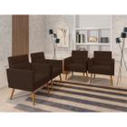 Kit 04 Poltronas Lux Decorativas Para Sala Quarto Suede Marrom