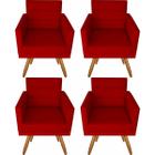 Kit 04 Poltronas Luxo Decorativas Nina Suede Vermelho - ALV Decor