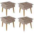 Kit 04 Puff Puf Banqueta Opala Para Quarto Sala Recepção Suede Capuccino - Ninho Decor