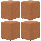 Kit 04 Puffs Quadrado Decorativo Sala De Estar L02 Bouclê Terracota - Lyam Decor