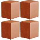 Kit 04 Puffs Quadrado L02 Decorativo Material Sintético Camel - Lyam Decor