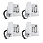 Kit 04 Telefones Com Fio Mesa ou Parede Pleno Branco Intelbras