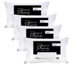 Kit 04 Travesseiros Toque de Pluma King Ganso Percal 180 Fios 90x50cm Lavável em Máquina