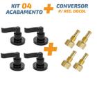 Kit 04Acabamento C70 Curvo Preto Registro Pressão Docol