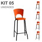 KIT 05 Banquetas Fixa Alta Piacere - Cor Laranja - 34108