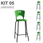 KIT 05 Banquetas Fixa Alta Piacere - Cor Verde - 34106