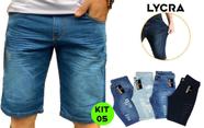 Kit 05 Bermuda Short Jeans Premium Masculino Atacado Revenda - Kaimu Jeans