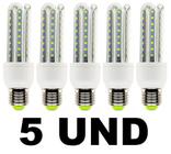 Kit 05 Lâmpadas 12W Super LED 90 Mais Econômico Bivolt E27 Branco Frio 6400K - Ds