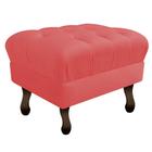 Kit 05 Puff Retrô Capitonê Decorativo Pé em Madeira Sala de Estar Recepção Escritório Tecido Sintético Vermelho - KDAcanto Móveis