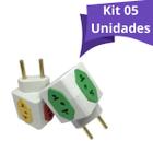 Kit 05un Adaptadores tomada Cubo Colorido 4 saídas