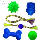 Kit 06 Brinquedo Para Cachorro Pet Interativo Osso Bolinha Borracha Maciça Porte Pequeno Big Bull