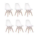 Kit 06 Cadeiras Charles Eames Eiffel Wood Policarbonato - Transparente