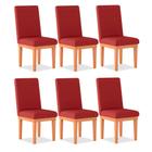 Kit 06 Cadeiras de Cozinha Alice Estofada Suede Vermelho - Madeira Prima Deccor