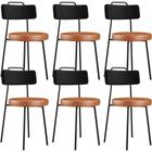 Kit 06 Cadeiras Decorativas Estofada Para Sala Jantar Barcelona L02 material sintético Preto Camel - Lyam