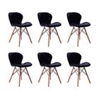 Kit 06 Cadeiras Estofada Jantar Charles Eames Eiffel Slim Wood Confort Preto