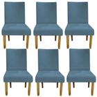 Kit 06 Cadeiras Para Sala De Jantar Berlim Pés palito Suede Azul Tiffany - D'Classe Decor