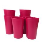 Kit 06 Copos Plastico Duro Resistente Bebidas 400Ml Vermelho