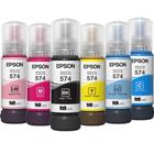 kit 06 Refil de Tintas T574 Preto, Ciano, Magenta, Amarelo, Ciano Claro, Magenta Claro Para impressora Jato de kit 06 Refil de Tintas L18050 L8050