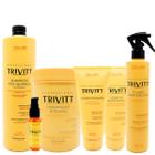 Kit 06 Salão Trivitt Shampoo Masc. Cond. Leavein, Térmico e Power Oil