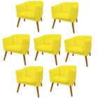 Kit 07 Poltrona Cadeira Decorativa Céci Sala de Estar Recepção Escritório Suede Amarelo - Damaffê Móveis