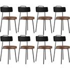 Kit 08 Cadeiras Decorativas Estofada Para Sala Jantar Barcelona L02 material sintético Preto Marrom - Lyam