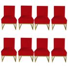 Kit 08 Cadeiras Ellen Base de Ferro suede Vermelho - D'Classe Decor