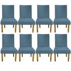 Kit 08 Cadeiras Para Sala De Jantar Berlim Pés palito Suede Azul Tiffany - D'Classe Decor