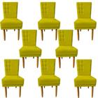Kit 08 Cadeiras Para Sala de Jantar Lia Pés Palito Suede Amarelo - D'Classe Decor
