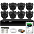 Kit 08 Câmeras Intelbras VHD 1220 Dome Black Full HD 1080p Visão Noturna 20m + DVR Intelbras MHDX 1208 8 Canais Multi HD + HD 2TB