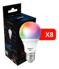 Kit 08 Lâmpadas Inteligente Bivolt 10W E27 Branca - RGB/Wifi