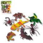 Kit 09 Animais Repteis e Insetos de Borracha - Toy King Sapo Lagarto Brinquedo Praia Banho Piscina