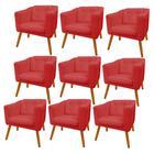 Kit 09 Poltrona Cadeira Decorativa Céci Sala de Estar Recepção Escritório Suede Vermelho - Damaffê Móveis