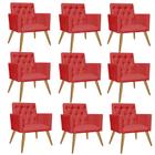 Kit 09 Poltrona Cadeira Nina Captone Decorativa Recepção Sala De Estar material sintético Vermelho - DAMAFFÊ MÓVEIS