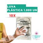 KIT 1.000 UN Luva plástica descartável transparente- INOVEN