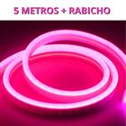 KIT 1 a 10 Metros Mangueira Fita LED Neon Flex Rosa + Rabicho