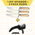 Kit 1 Afiador/Faquinha Legume +3 Faca Sushi Chefline Japones