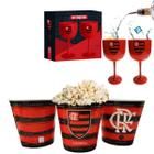 Kit 1 Balde Pipoca Grande 2,5L Time Flamengo + 2 Taças Gin