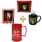 Kit 1 Caneca Preta Porcelana 300Ml Café + 1 Caneca Copo Gel