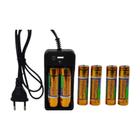 Kit 1 Carregador Duplo + 6 Baterias 18650 3,7 12800mah Forte