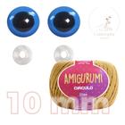 Kit 1 Fio Amigurumi + Olhos azuis com trava de segurança 10 mm - Círculo